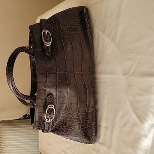 Gray Croc Leather Handbag